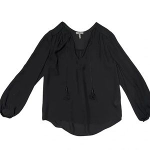 Joie black silk long-sleeve top XXS